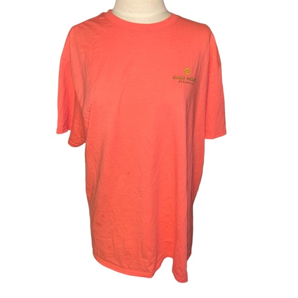 Simply Southern Shirt Womens Large coral Happy Camper Graphic Casual - Picture 2 of 3